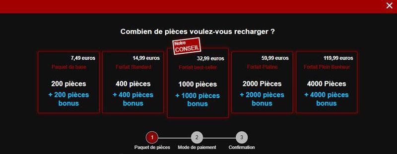 si vous souhaitez plus d'options et d'avantages, vous pouvez opter pour les différents forfaits proposés par le site.